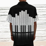 Black And White Piano Keyboard Print Textured Short Sleeve Shirt