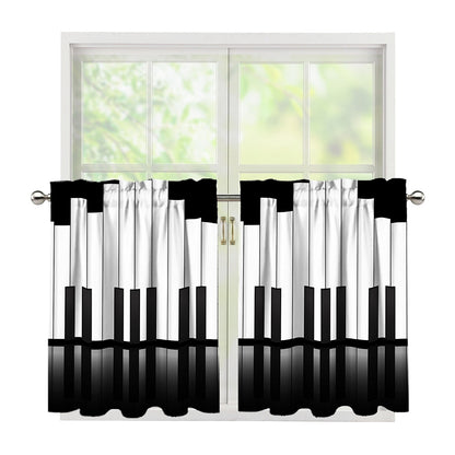 Black And White Piano Keyboard Print Tier Curtains