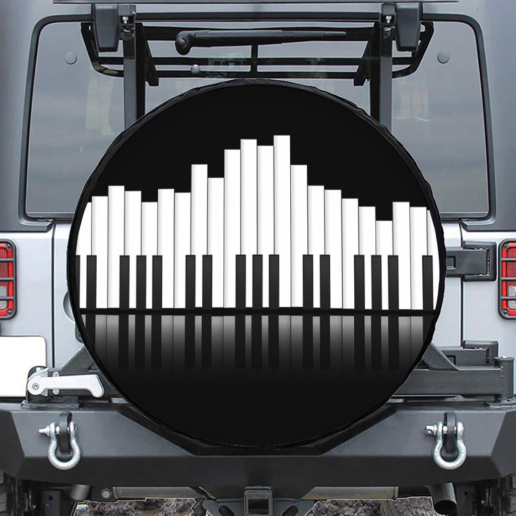Black And White Piano Keyboard Print Tire Cover