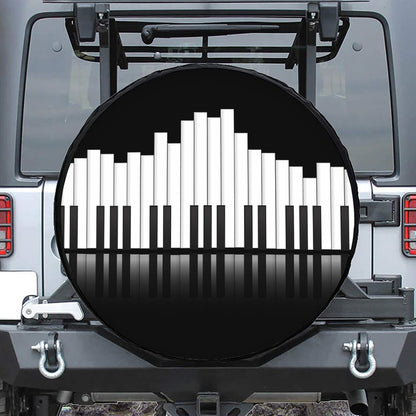 Black And White Piano Keyboard Print Tire Cover