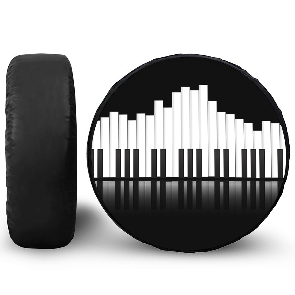 Black And White Piano Keyboard Print Tire Cover