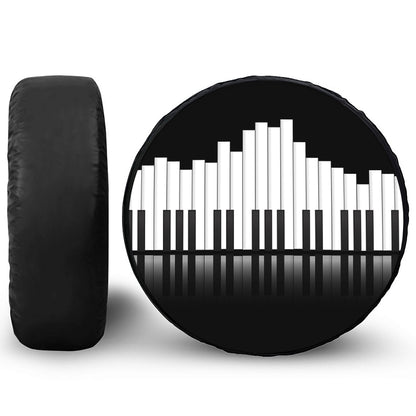 Black And White Piano Keyboard Print Tire Cover