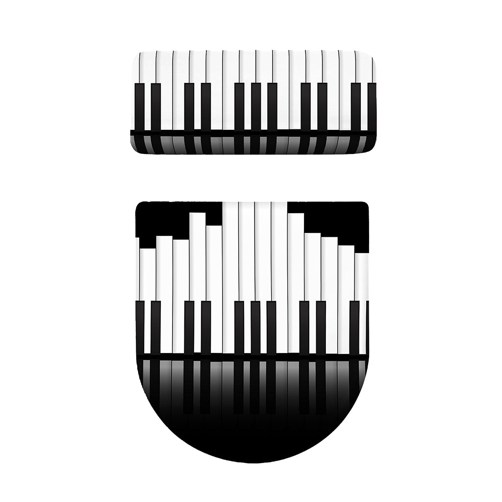 Black And White Piano Keyboard Print Toilet Lid And Tank Cover Set