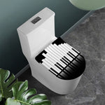 Black And White Piano Keyboard Print Toilet Lid Cover