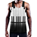 Black And White Piano Keyboard Print Men's Workout Tank Top
