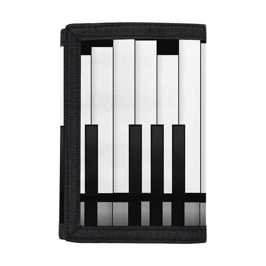Black And White Piano Keyboard Print Trifold Wallet