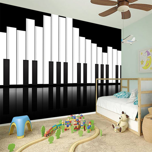 Black And White Piano Keyboard Print Wall Sticker