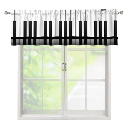 Black And White Piano Keyboard Print Window Valance