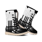 Black And White Piano Keyboard Print Winter Boots