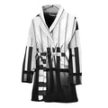Black And White Piano Keyboard Print Women's Bathrobe