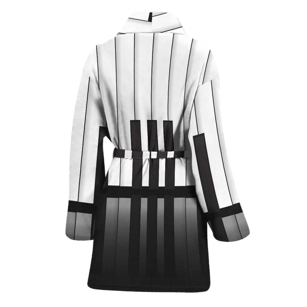 Black And White Piano Keyboard Print Women's Bathrobe