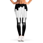 Black And White Piano Keyboard Print Women's Leggings
