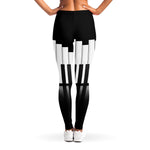 Black And White Piano Keyboard Print Women's Leggings