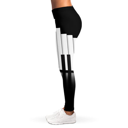 Black And White Piano Keyboard Print Women's Leggings