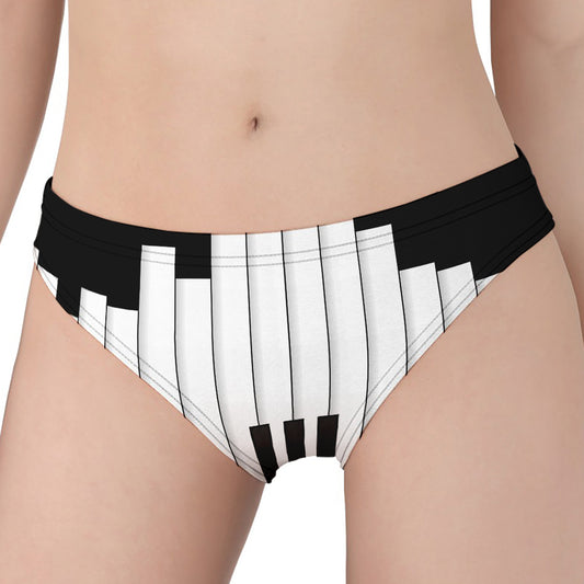 Black And White Piano Keyboard Print Women's Panties