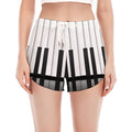 Black And White Piano Keyboard Print Women's Split Running Shorts