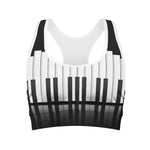 Black And White Piano Keyboard Print Women's Sports Bra