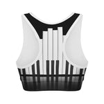 Black And White Piano Keyboard Print Women's Sports Bra