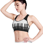 Black And White Piano Keyboard Print Women's Sports Bra