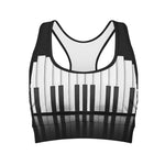 Black And White Piano Keyboard Print Women's Sports Bra
