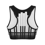 Black And White Piano Keyboard Print Women's Sports Bra