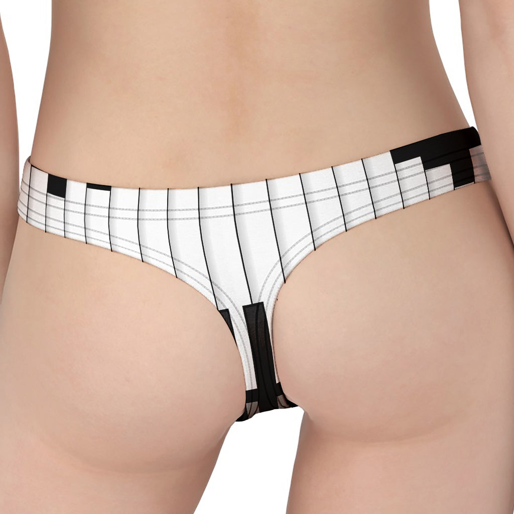 Black And White Piano Keyboard Print Women's Thong
