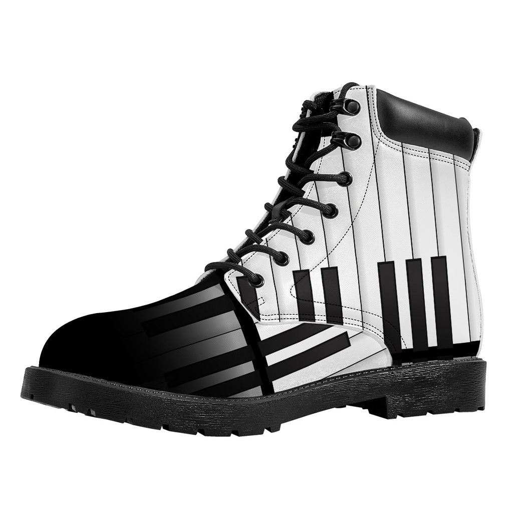 Black And White Piano Keyboard Print Work Boots