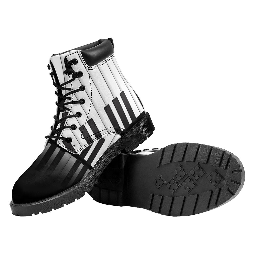 Black And White Piano Keyboard Print Work Boots