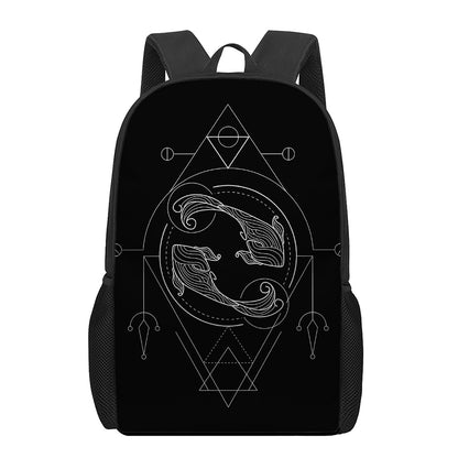 Black And White Pisces Sign Print 17 Inch Backpack