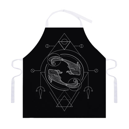 Black And White Pisces Sign Print Adjustable Apron
