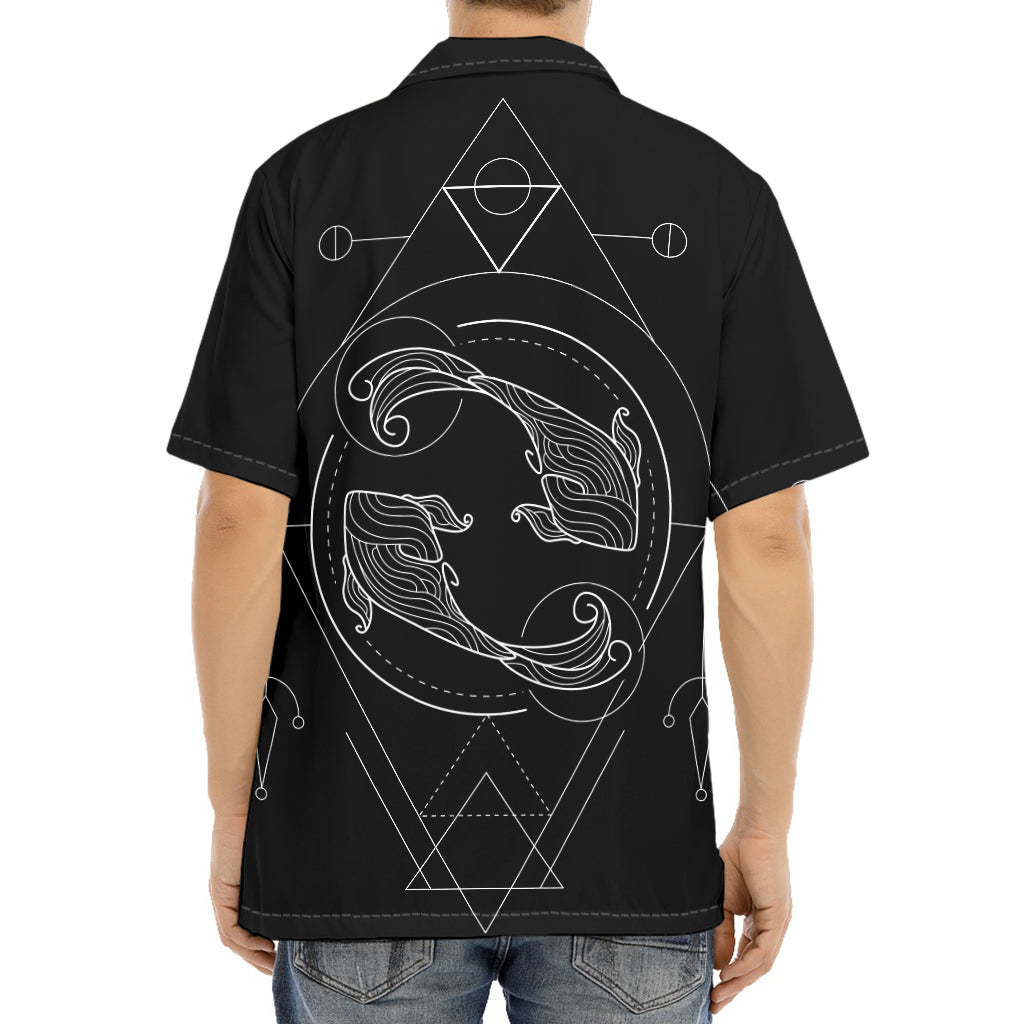 Black And White Pisces Sign Print Aloha Shirt