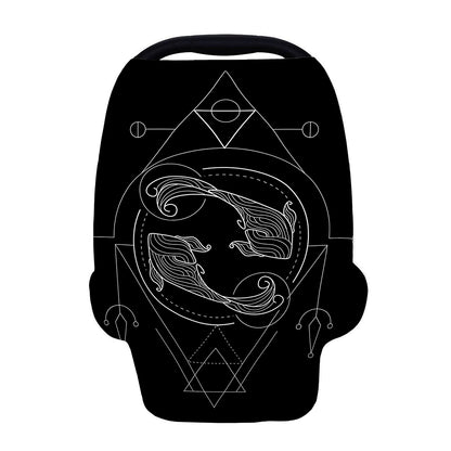 Black And White Pisces Sign Print Baby Seat Cover
