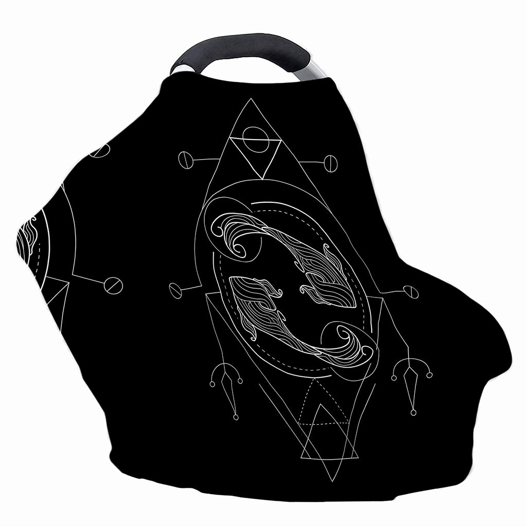 Black And White Pisces Sign Print Baby Seat Cover