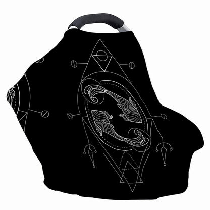 Black And White Pisces Sign Print Baby Seat Cover
