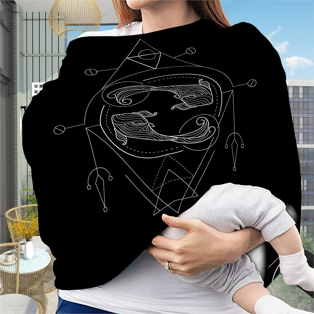 Black And White Pisces Sign Print Baby Seat Cover