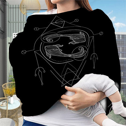 Black And White Pisces Sign Print Baby Seat Cover
