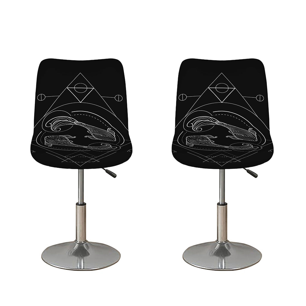 Black And White Pisces Sign Print Bar Stool Covers