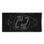 Black And White Pisces Sign Print Beach Towel