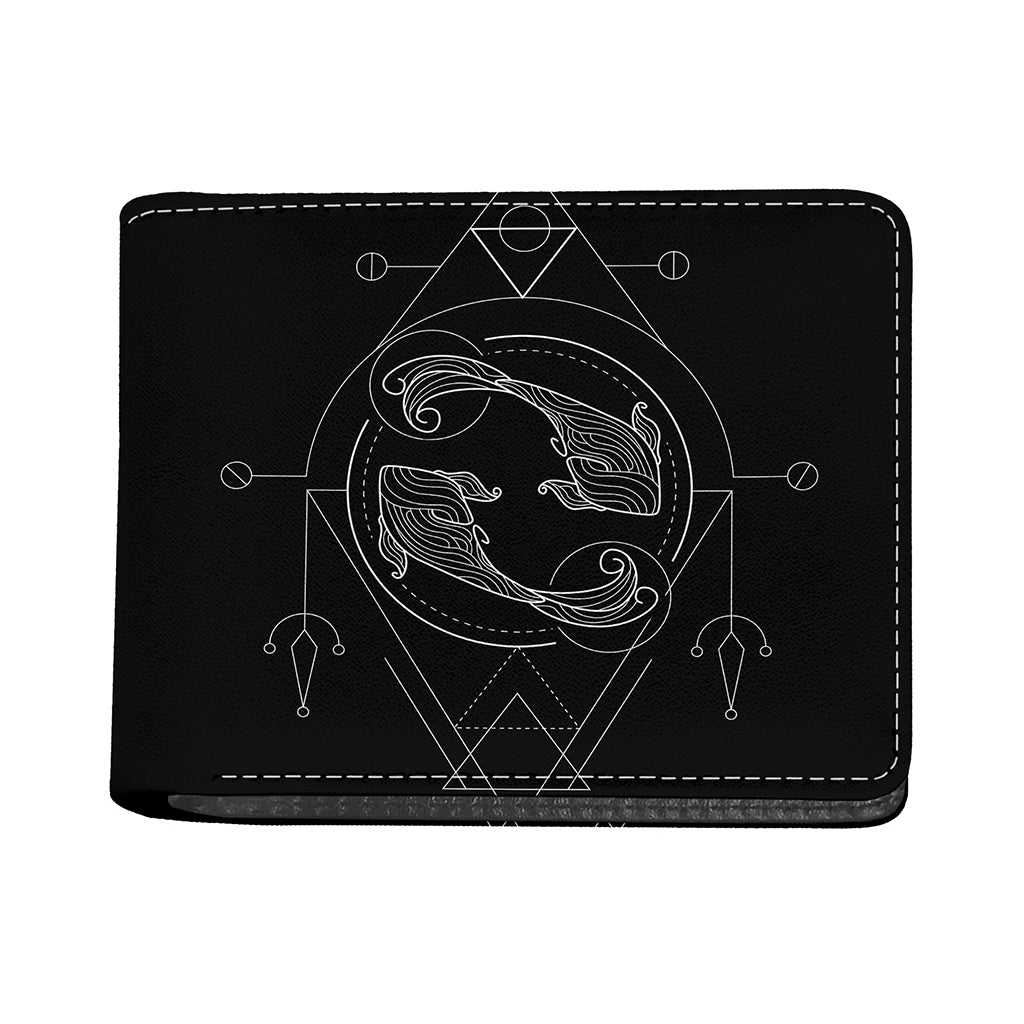 Black And White Pisces Sign Print Bifold Wallet