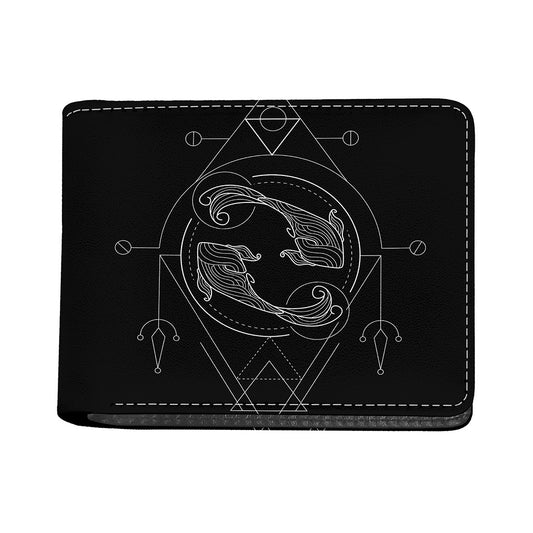Black And White Pisces Sign Print Bifold Wallet