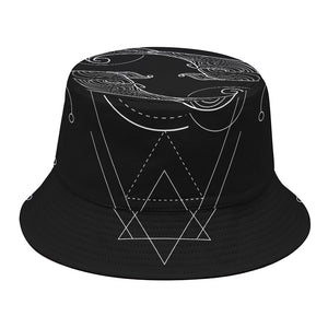 Black And White Pisces Sign Print Bucket Hat