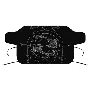 Black And White Pisces Sign Print Car Windshield Snow Cover