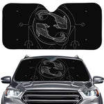 Black And White Pisces Sign Print Car Windshield Sun Shade