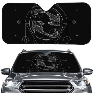 Black And White Pisces Sign Print Car Windshield Sun Shade