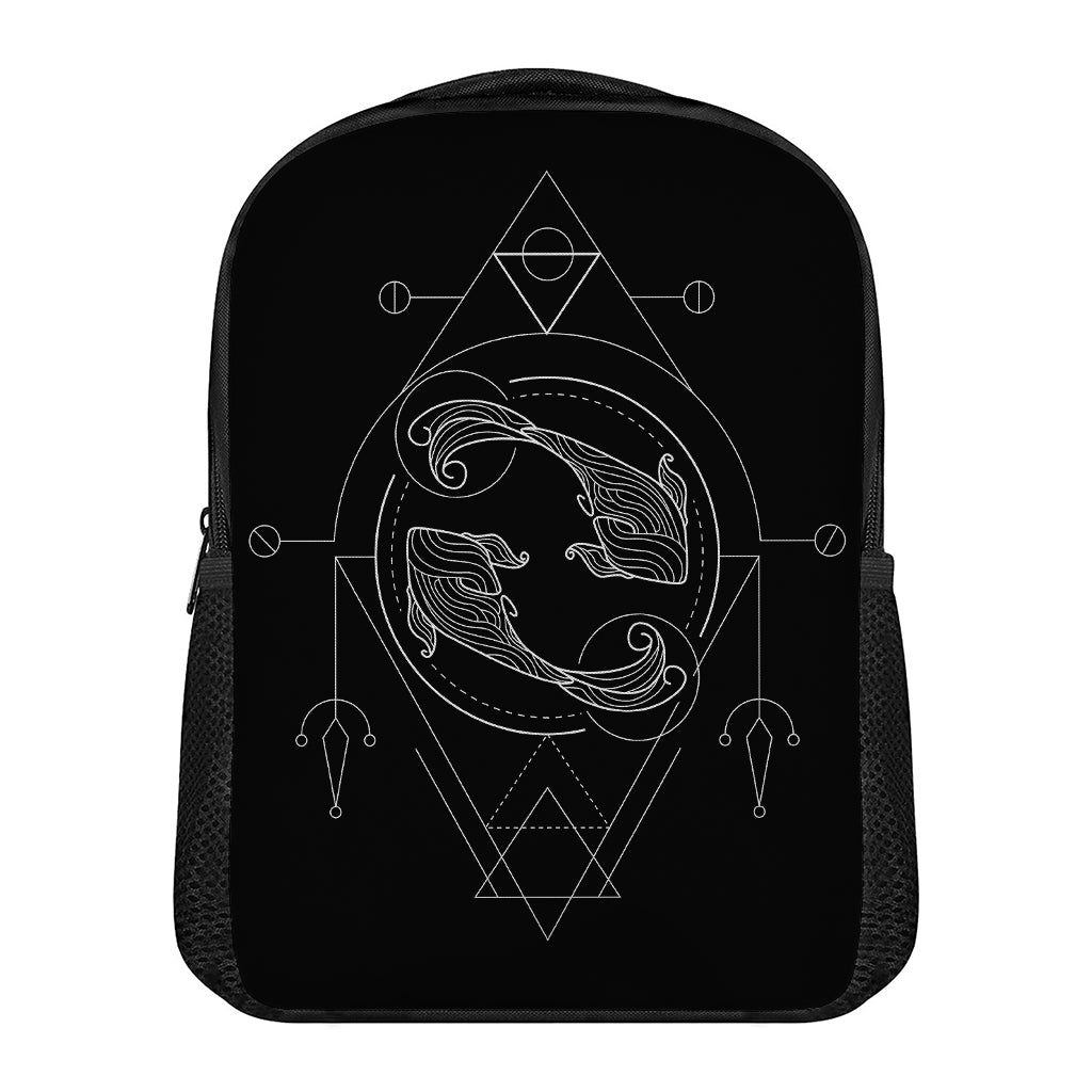 Black And White Pisces Sign Print Casual Backpack