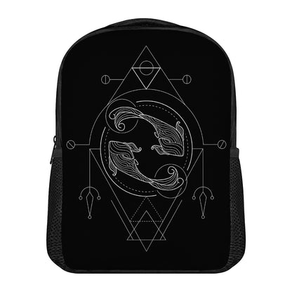 Black And White Pisces Sign Print Casual Backpack