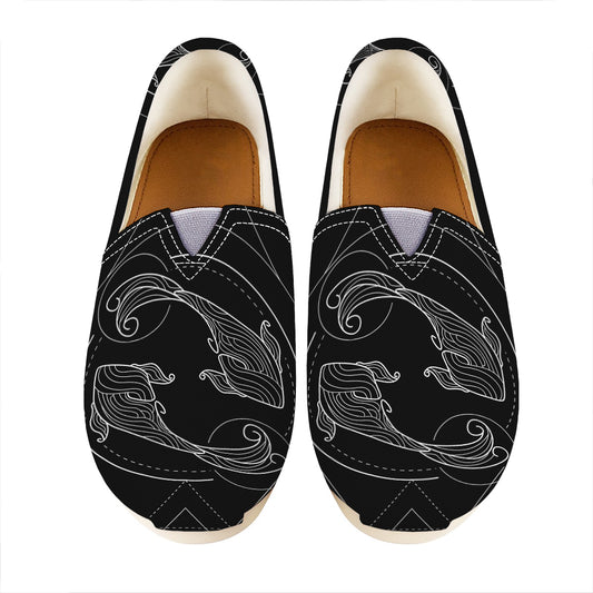 Black And White Pisces Sign Print Casual Shoes