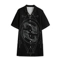 Black And White Pisces Sign Print Cotton Hawaiian Shirt