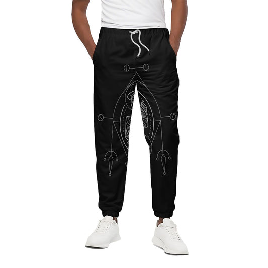 Black And White Pisces Sign Print Cotton Pants