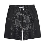 Black And White Pisces Sign Print Cotton Shorts